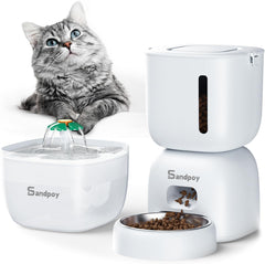 2-in-1 Automatic Cat Feeder & Water Fountain – 3L, Timed Meals, 5-Stage Filtration, Voice Recorder Sandpoy FW1