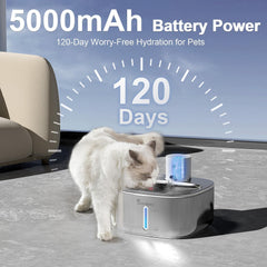 Cordless Stainless 304 Steel Cat Water Fountain – 5000mAh Rechargeable, 3.2L, Ultra-Quiet, 5-Stage Filtration Sandpoy W7