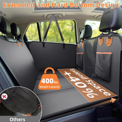 Anti-Scratch PU Leather Dog Back Seat Extender with Mesh Window – Waterproof, 400lbs Support, Universal Fit