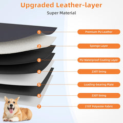 Anti-Scratch PU Leather Dog Back Seat Extender with Mesh Window – Waterproof, 400lbs Support, Universal Fit