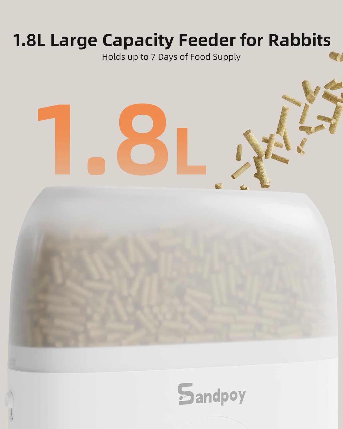 Smart Rabbit Feeder with 1080P Camera – WiFi Control, APP Scheduling, Night Vision, Stainless Bowl, 62oz Capacity Sandpoy F15C