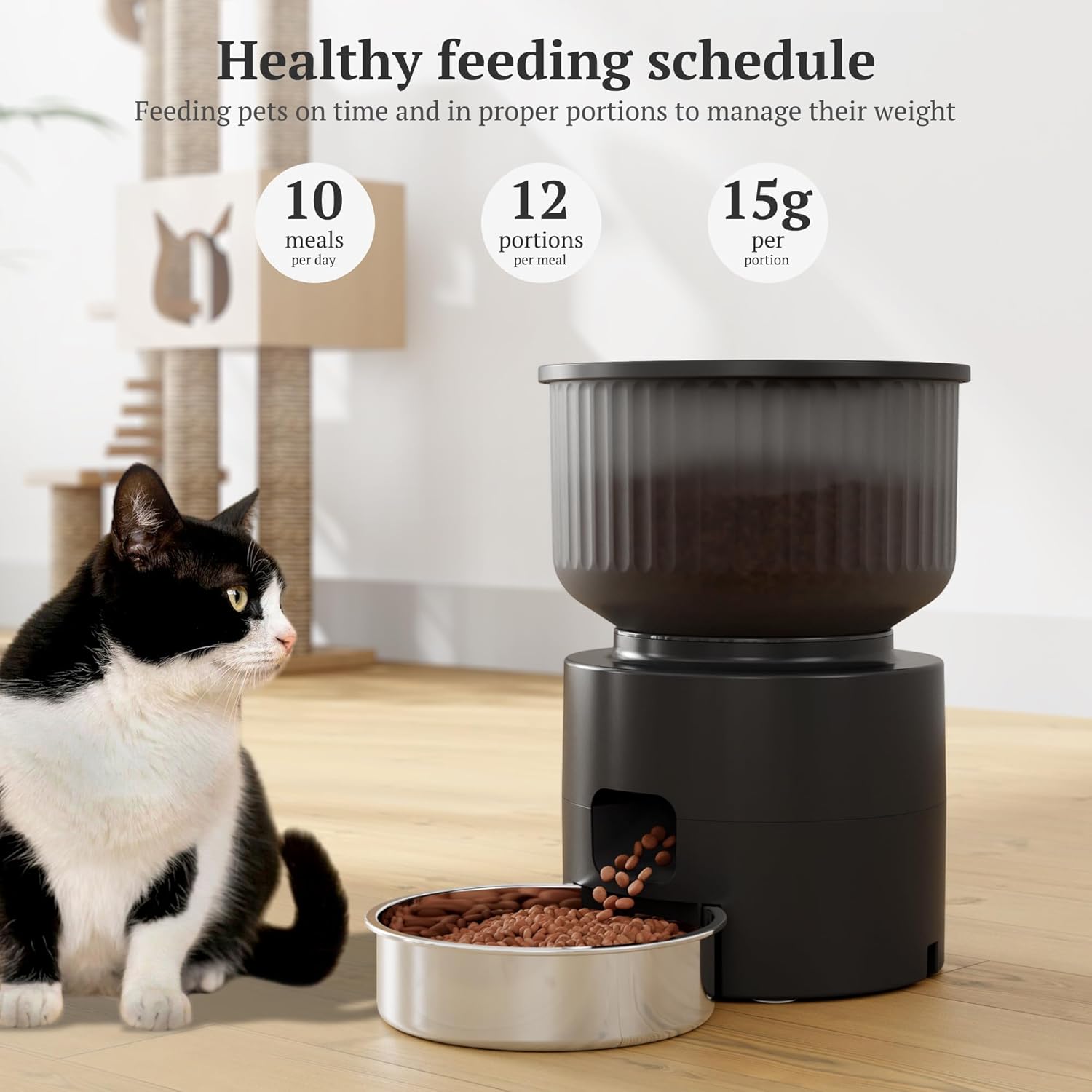 3L Auto Pet Feeder Automatic Cat Feeder, WiFi Cat Feeder with APP Control for Remote Feeding, Detachable Cat Food Dispenser for Easy Clean