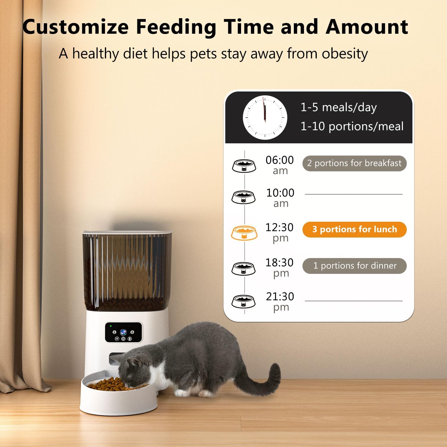 Automatic Cat Feeder with Camera Cat Food Dispenser for Remote Feeding Smart Pet Feeder for Cats and Dogs with App Control