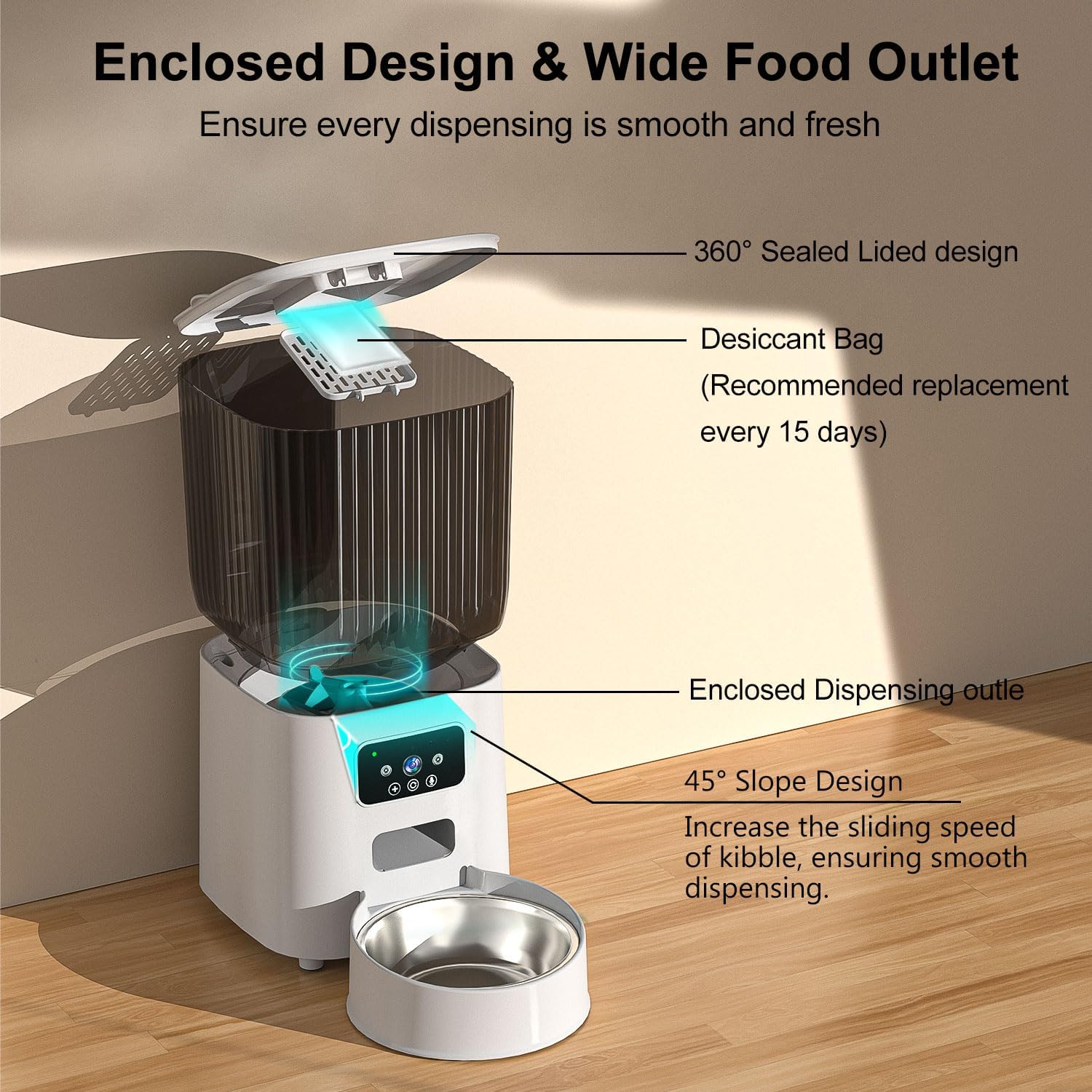 Automatic Cat Feeder with Camera Cat Food Dispenser for Remote Feeding Smart Pet Feeder for Cats and Dogs with App Control