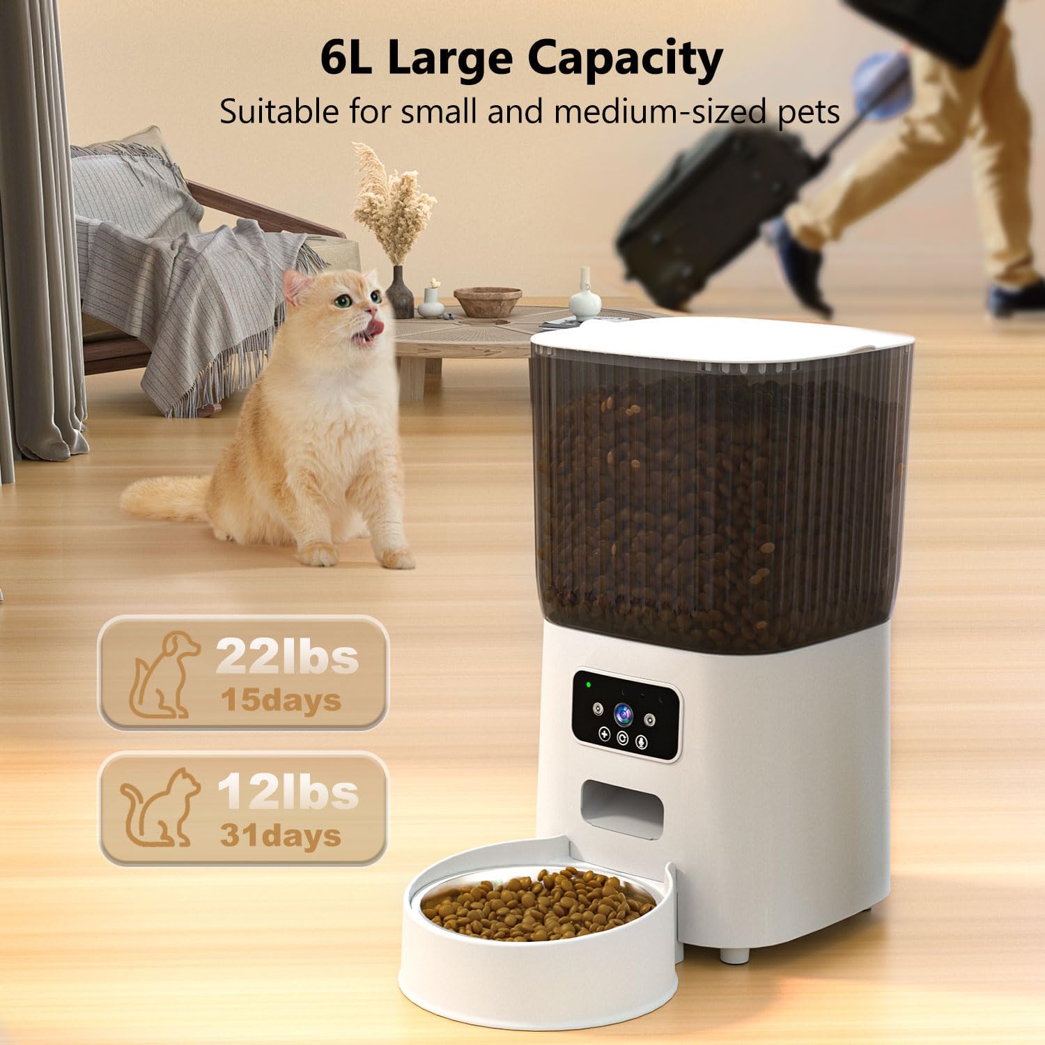 Automatic Cat Feeder with Camera Cat Food Dispenser for Remote Feeding Smart Pet Feeder for Cats and Dogs with App Control