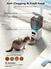 6L WiFi Automatic Cat Feeder Cat Food Dispenser for Remote Feeding Smart Pet Feeder for Cats and Dogs with App Control