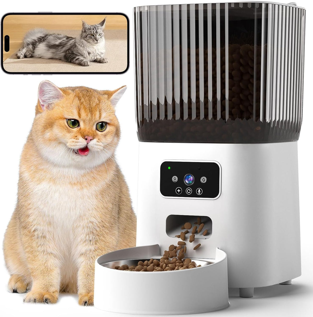 Automatic Cat Feeder with Camera Cat Food Dispenser for Remote Feeding Smart Pet Feeder for Cats and Dogs with App Control