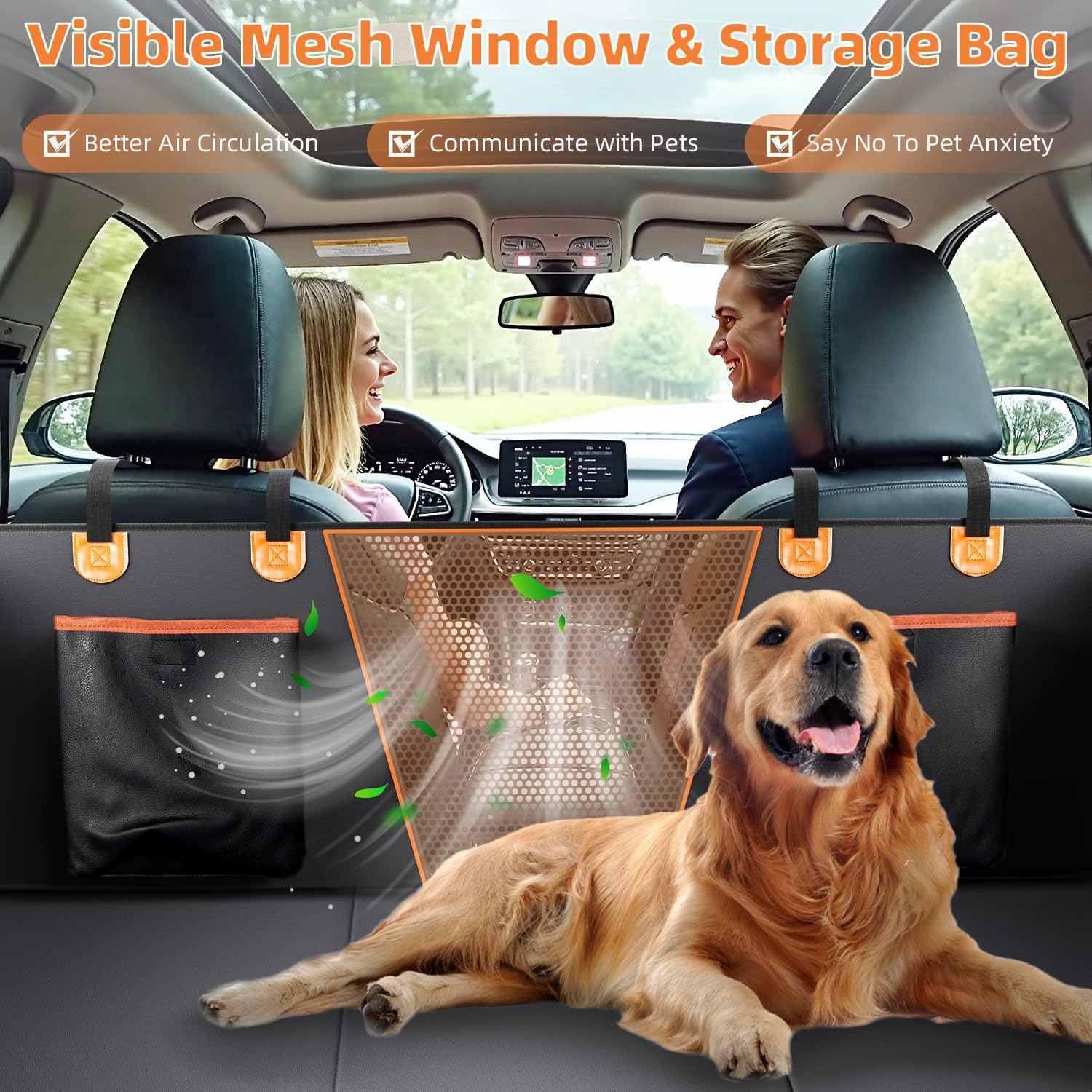 Back Seat Extender for Dogs Visible Mesh