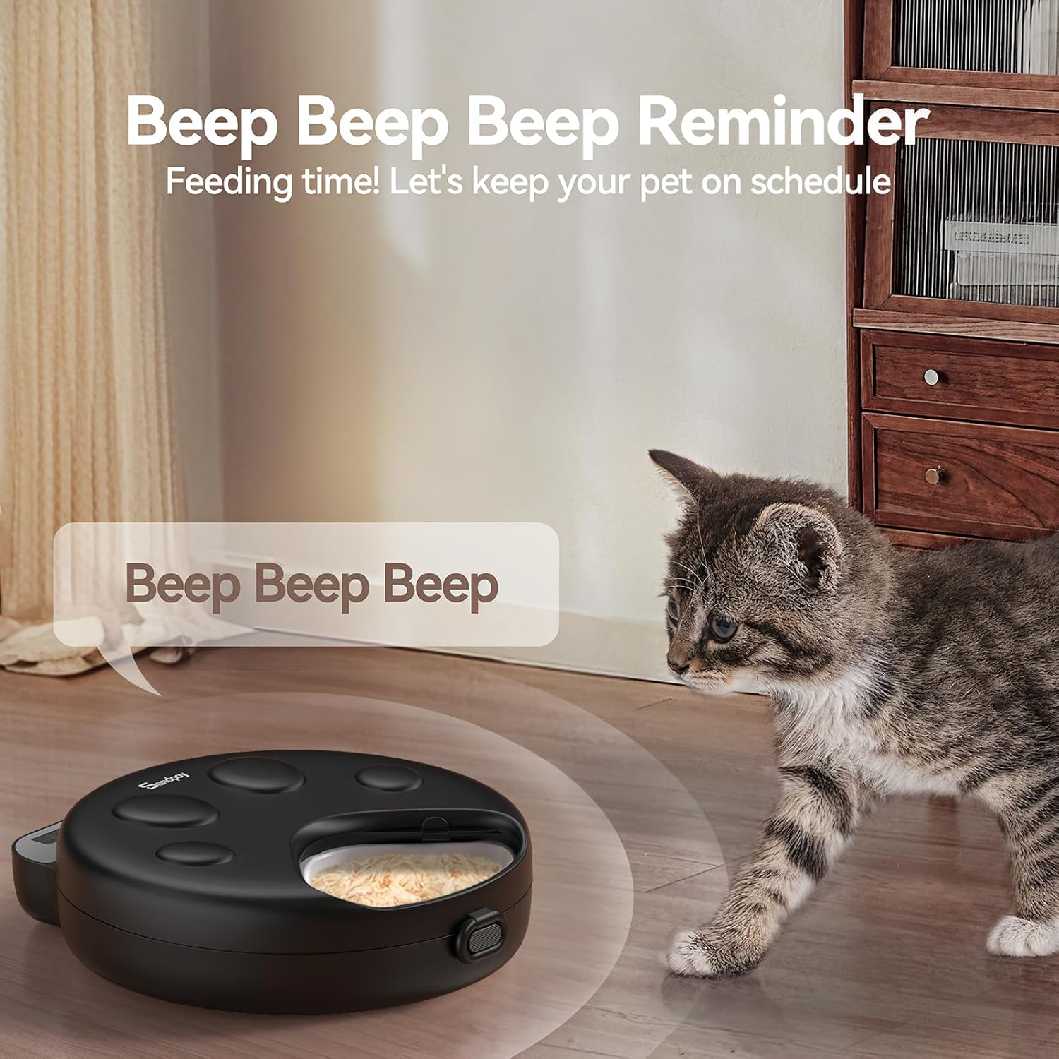 Automatic Cat Feeder for Wet Food – Programmable Timed Pet Feeder with 4 Ice Packs & Fresh Food Container | Cordless, Battery Operated, 4 Meals/Day | for Cats & Kittens
