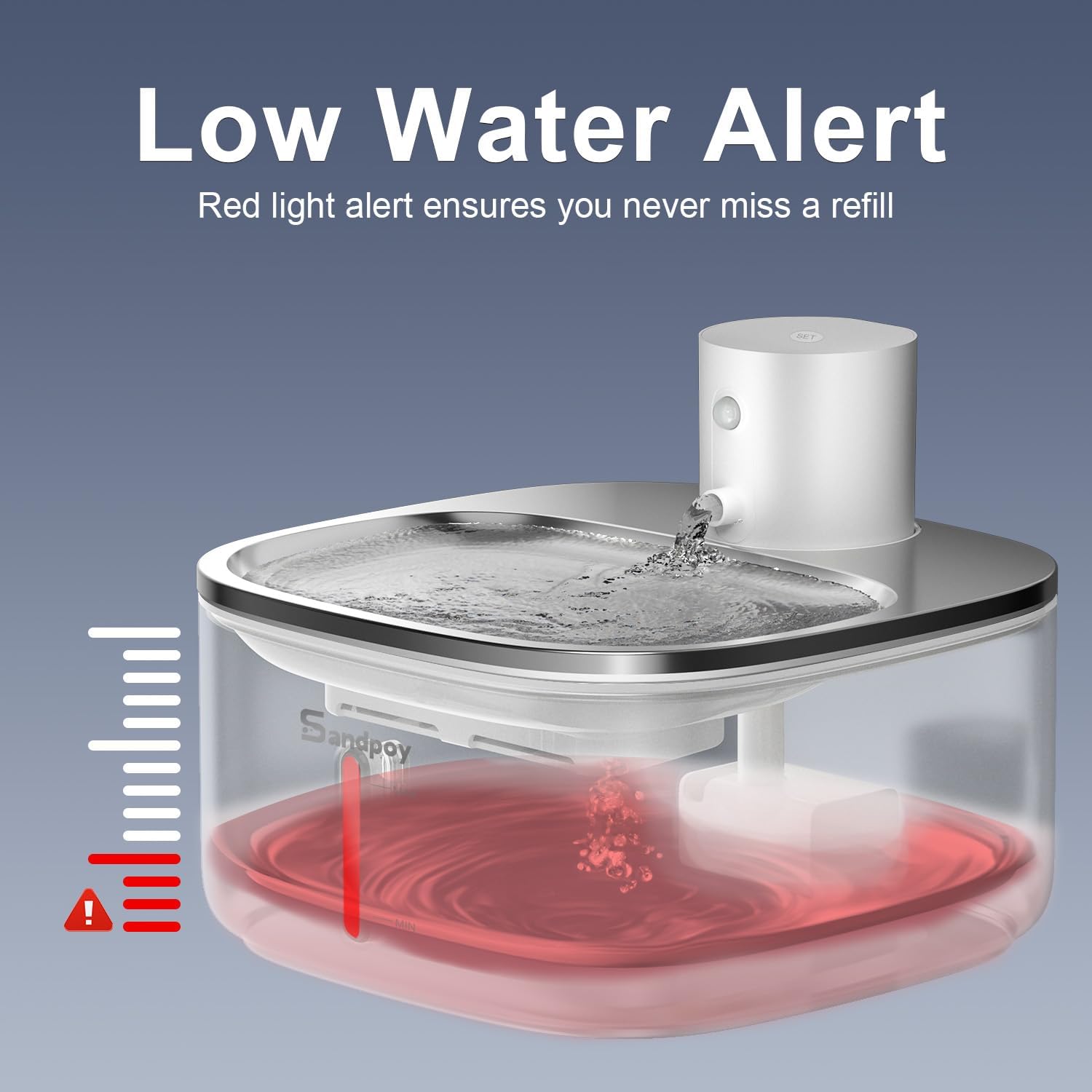 Cordless Stainless 304 Steel Cat Water Fountain – 5000mAh Rechargeable, 3.2L, Ultra-Quiet, 5-Stage Filtration Sandpoy W7