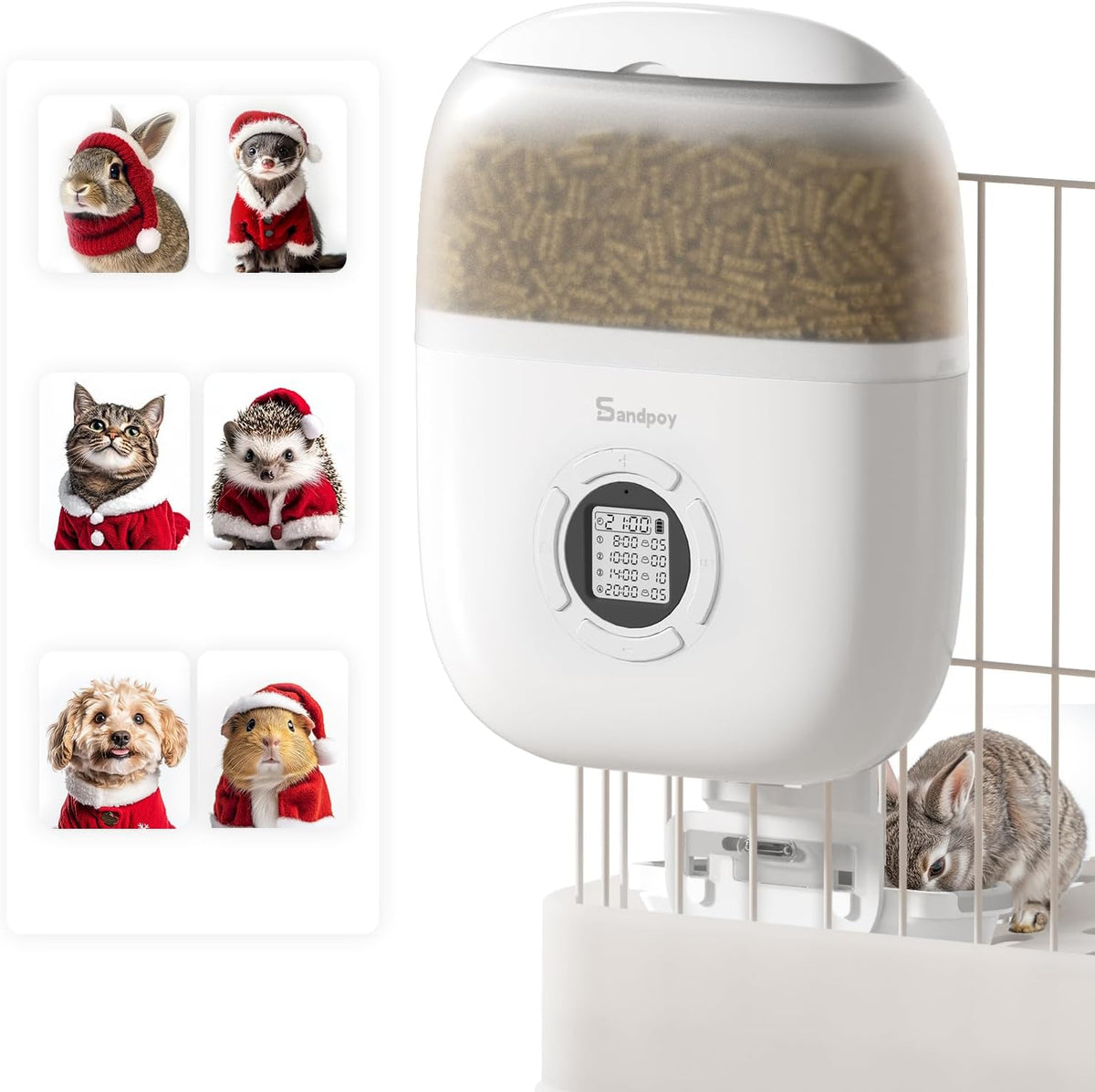 Hanging Rabbit Feeder Programmable Automatic Pet Feeder with Dry Food Dispenser for Rabbits Cats and Small Animals